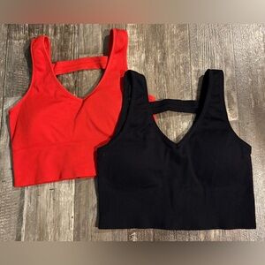 90 Degrees Red and Black Sports Bras - Size L